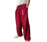 TAO MARTIAL Kung Fu Pants Wing Chun Tai Chi Style with Pockets, Loose Pant Rayon V3 (WC Burgundy, Size XL)