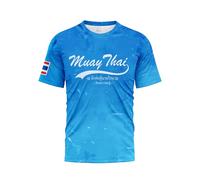 TAO MARTIAL Muay Thai T-Shirt Dry Fit Top Boxing Short Sleeves Design Camouflage (Blue Azure Color, Size L)