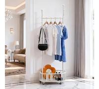 TAO ONE Free Standing Rolling Clothes Rack with Wheels Coat Rack - White