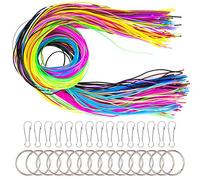 tao Pipe 200 PCS Scoubidou Strings DIY Plastic Lacing Cord Handwork Gimp String for Jewelry Making in 20 Colors with 15 PCS Snap Clips and 15PCS Key Chain Rings