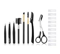 tao pipe Eyebrow Grooming Kit, 19PCS Eyebrow Trimming Kit Professional Eyebrow Tools Set Includes Tweezers, Razor, Grooming Brush, Scissors for Women and Men