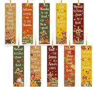 TaoBary 100 Pcs Fall Religious Christian Bookmarks Fall for Jesus He Never Leaves Bookmarks Church Bookmark Gift for Teens Men Women Church Home Party Favors