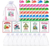 TaoBary 100 Set Inspirational Gift Include 100 You're Turtley Awesome Animal Pun Thank You Note Greeting Card 100 Mini Sea Turtle Figure 100 Organza Bag for Coworker Appreciation Favor (Christmas)