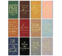 TaoBary 12 Pcs Christian Gifts Prayer Journal for Men Bulk Bible Verse Leather Notebook Party Gifts for Teacher Inspirational Religious Journal Church Christmas (Plain Colors)