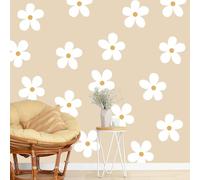 TaoBary 12 Sheets Daisy Wall Decal Flower Wall Sticker Cute Daisy Sticker Pink White Flower Decal Peel and Stick Floral Wallpaper for Nursery Bedroom Home Decor(White, Yellow,Charming Style)