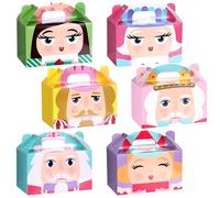 TaoBary 24 PCS Christmas Candy Boxes Xmas Gift Boxes with Handle Nutcracker Party Supplies Paper Goodie Cookie Treat for Kids Winter Christmas Holiday Party Favors Supplies Presents (Cute,Pink)