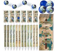 TaoBary 24 Set Inspirational Gift for Student Explore Learning Mechanical Pencil First Day of Class Earth Rubber Bouncing Ball Map Exploration Bookmark Card Back to School Educational Activities Gift
