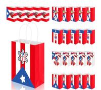 TaoBary 50 Pcs Puerto Rico Party Decorations Gift Bag with Handles Puerto Rico Flag Souvenirs Gift Wrapping Paper Bag for Traveler Patriotic Festival National Birthday Party Supplies Decor (Classic)
