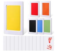 TaoBary 6 Pcs Extra Large Clean Touch Ink Pad for Baby Handprints and Footprints, Non Toxic Inkless Infant Hand and Foot Stamp Pet Paw Print with 12 Cards for Family Memory Gift(Medium)