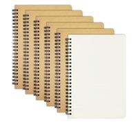 TAOBWN 6 Pack A5 Blank Notebook 120 Pages/60 Sheets Wirebound Spiral Notebook Plain Paper Kraft Cover Note Book for Students Travelers Business Office School Study, 21 * 14cm