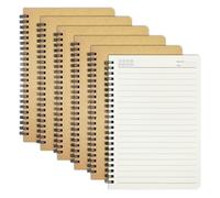 TAOBWN 6 Pack A5 Lined Notebook 120 Pages/60 Sheets Wirebound Spiral Notebook Plain Paper Notebook, Kraft Cover Notebook for Students Travelers Business Office School Study, 21 * 14cm