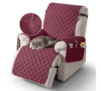 TAOCOCO 1 Seater Recliner Covers,Waterproof Recliner Protector,Armchair Covers with Pockets,Recliner Chair Slipcovers,Anti Slip Reclining Sofa Covers,Arm Chair Covers for Pets/Dogs/Kids(Wine Red)