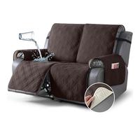 TAOCOCO 100% Waterproof Loveseat Recliner Cover, Non Slip Split Loveseat Covers for Reclining Sofa with Elastic Straps, Washable Recliner Chair/Furniture Protector for Pets (2 Seater, Chocolate)
