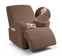 TAOCOCO Armchair Couch Cover 1 Seat Reclining Sofa Covers,Jacquard Armchair Sofa Slipcovers,Stretch Recliner Settee Protector with Pockets,Washable Arm chair Covers for Dogs(Brown)