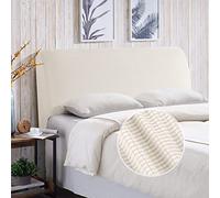 TAOCOCO Bed Headboard Covers Double Headboard Covers, Spandex Jacquard Elastic Headboard Protection, All-Inclusive Design Solid Color King Size Headboard Cover, 150-170 cm, Beige