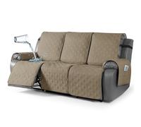 TAOCOCO Recliner Chair Cover 3 Seater Armchair Covers,Anti Slip Recliner Sofa Covers,Waterproof Reclining Couch Slipcovers with Pockets,Washable Armchair Sofa Protector for Pets/Dogs/Kids(Sand)