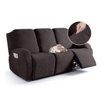 TAOCOCO Recliner Chair Cover, Stretch Sofa Cover 3 Seater With Arm Rest, Couch Cover Soft, Machine Washable Recliner Sofa Protector (Chocolate, 3 seater)