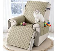 TAOCOCO Recliner Slipcovers,100% Waterproof Recliner Covers,Armchair Covers with Pockets,1 Seater Armchair Slipcovers,Non Slip Reclining Sofa Covers Arm Chair Covers for Pets(Beige)