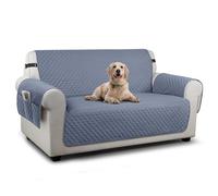 TAOCOCO Sofa 2 Seater Cover,Couch Covers with Storage Pockets,Anti Slip Settee Chair Covers,Machine Washable Sofa Protector for Dogs(Bluish Grey)