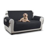 TAOCOCO Sofa 2 Seater Cover,Couch Covers with Storage Pockets,Anti Slip Settee Chair Covers,Machine Washable Sofa Protector for Dogs(Black)