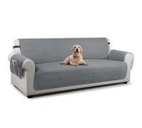TAOCOCO Sofa Protector 4 Seat Sofa Cover,Sofa Slipcovers with Storage Pockets,Anti Slip Couch Chair Covers,Washable Settee Cover for Pets(Dark Grey)