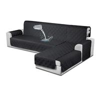 TAOCOCO Waterproof Sectional Sofa Covers,2 Seater L Shaped Chair Covers,3-Piece Reversible Couch Covers for Pets Kids,Corner Waterproof Sofa Protector With Elastic Straps(Black)