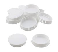 TAODAN 10pcs White Hole Plugs - 50mm/2" Plastic Round Flush Type Snap-in Locking End Caps for Table Box Extra Hole