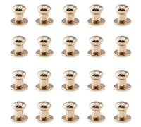 TAODAN 20PCS Light Gold Solid Brass Round Head Button Stud Screw Leather Rivet Chicago Screws Button Rivets for Leather Craft Belt Wallet Handbag Repairs Decoration
