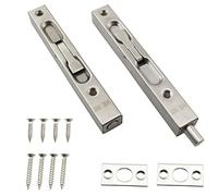TAODAN 2PCS Door Flush Bolts Bolt Protector Concealed Sliding Bolt Lock 6 Inch Concealed Security Door Locks for French,Composite,Wood,Double,Wooden Doors with 4 Screws