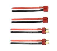 TAODAN 4PCS T Plug Connector Female and Male Ends with 16 AWG Silicone Wire 10cm Suitable for Remote Controlled Lithium Polymer Battery Cable Drones