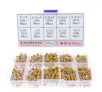 TAODAN 600pcs Ceramic Capacitor 0.047 0.1 0.15 0.22 0.33 0.47 1 2.2 4.7 10 uF Multilayer Monolithic Ceramic Capacitor Assortment Kit