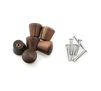 TAODAN 6pcs Natural Wood Cabinet Knob Nut-Brown Wooden Furniture Knobs 0.86x0.86" Cabinet Pull Handle Drawer Cupboard Knobs