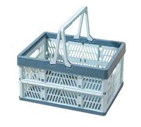 Taodyans Collapsible Storage Crate with Handles, Milk Crates, Foldable Plastic Shopping Basket, Organizer Container for Car Home Pinic (Light Blue, 33L)