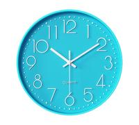 Taodyans Modern Children's Wall Clock without Ticking Noises, Kitchen Wall Clock 30 cm Quartz Battery Operated Hanging Clock for Office Classroom Living Room Bedroom (Sea Blue)