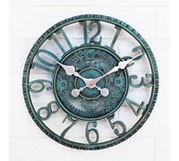 Taodyans Outdoor Wall Clock 12 in Outside Waterproof Garden Clock Quartz Battery Operated Round Clocks Retro Home Kitchen Living Room Decor Clocks -Not Silent (Turquoise)