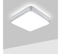 Taoellen 18W White Bach Flush Mount Ceiling Lights, Square Silver Edge Ceiling Light, 1620lm 90W Equivalent, 6500K Kitchen Ceiling Light for Hallway, Office, Bathroom, Small Kitchen
