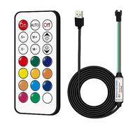 Taoellen 21-Key RF Wireless Remote Control, DC 5V USB LED Light Controller | LED Strip Light Controller 3 PIN USB, 300+ Dynamic Color Modes, with 100CM Line, for WS2812 WS2811 WS2812B Dream Color