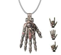 Taoist Mechanical Bionic Hand Pendant,Steampunk Mechanical Hands Pendant Necklace,Movable Finger Joints Robot Hand Charm Jewelry Gift for Men Women