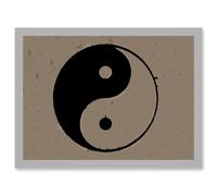 Taoist Philosophy Yin Yang Black White A4 Artwork Framed Wall Art Print Artery8 Light Grey One Size