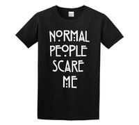 TAOKEBEAR Normal People Scare Me Printed Unisex 100% Cotton Short-Sleeve T-Shirts Black XL