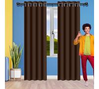 TAOLITAO Pencil Pleat Blackout Curtains 150 x 161 cm Eyelet Insulated Blackout Curtains Kitchen for Bedroom Living Room, Brown
