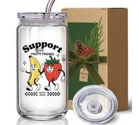 Taolooquarleo Pride Gifts Lesbian Gifts 16oz Glass Cup with Straws & Lids | Lesbian Stuff Pride Accessories Lgbtq Gifts Funny Fruity Friends Gay Accessories for Men Women Couples, Gay Rights, Lgbtq