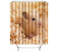TAOLU Polyester Fabric Waterproof Shower Curtain 180x180 cm Mould & Mildew Resistant 3D nature cute animal hamster Bath Curtains for Shower Washable Bathroom Accessories with 12 Hooks