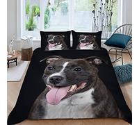 TAOLU Quilt Cover 3D Staffordshire Bull Terrier Bedding Set King 220x230 with Hidden Zipper Closure Microfiber 3 PCS Ultra Soft Anti Allergic Non Iron Luxury Pet Cute Duvet Coverfor Home Decorate