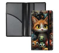 TAOLYUNI Car Registration and Insurance Holder 6 Compartments PU Leather Glove Box Organizer, Slim Vehicle Document Wallet with Elastic Band Pen Holder for ID and Cards, Cute Panda Bamboo Forest