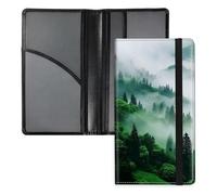 TAOLYUNI Car Registration and Insurance Holder 6 Compartments PU Leather Glove Box Organizer, Slim Vehicle Document Wallet with Elastic Band Pen Holder for ID and Cards, Cute Panda Bamboo Forest