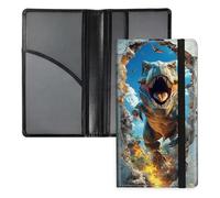 TAOLYUNI Car Registration and Insurance Holder 6 Compartments PU Leather Glove Box Organizer, Slim Vehicle Document Wallet with Elastic Band Pen Holder for ID and Cards, Cute Panda Bamboo Forest