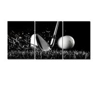 TAOMI Golf Course Boy's Bedroom Gym Black Artwork 3 Pieces Black and White Canvas Wall Art Golf Pictures for Man Cave Home Office Sport Fan Wall Décor Frame 12x16inch Minimalist
