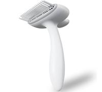 Taomypets Self Cleaning Dog Deshedding Brush for Long Haired Dogs, 360° Rotating Comb Needles, Wider, Ergonomic Handle (White)