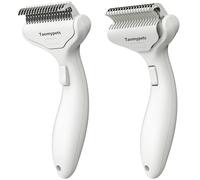 Taomypets Self Cleaning Grooming Rake Brush for Shedding Gently Removes Loose Undercoat Mats Tangled Deshedding Grooming Tool for Dogs Cats Extra Wide (White)